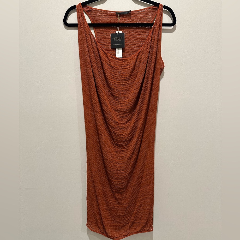 Donna Karan Textured Rust Sleeveless Dress NWT